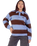 The Santa Cruz Womens Groovy Stack Knit Polo Jumper in Blue & Brown Stripe