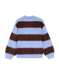 The Santa Cruz Womens Groovy Stack Knit Polo Jumper in Blue & Brown Stripe
