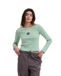 The Santa Cruz Womens Partial Dot Emb Long Sleeve T-Shirt in Pale Sage
