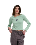 The Santa Cruz Womens Partial Dot Emb Long Sleeve T-Shirt in Pale Sage