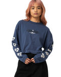 The Santa Cruz Womens Evolve Strip Long Sleeve T-Shirt in Heritage Blue Wash
