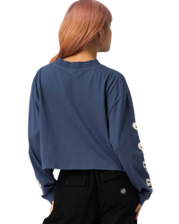 The Santa Cruz Womens Evolve Strip Long Sleeve T-Shirt in Heritage Blue Wash