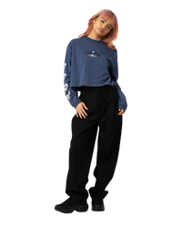 The Santa Cruz Womens Evolve Strip Long Sleeve T-Shirt in Heritage Blue Wash