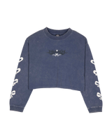 The Santa Cruz Womens Evolve Strip Long Sleeve T-Shirt in Heritage Blue Wash