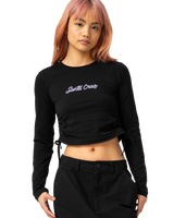 The Santa Cruz Womens Love Script Stripe Tie Long Sleeve T-Shirt in Black