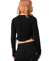 The Santa Cruz Womens Love Script Stripe Tie Long Sleeve T-Shirt in Black