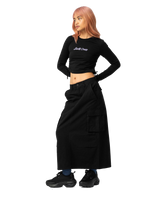 The Santa Cruz Womens Love Script Stripe Tie Long Sleeve T-Shirt in Black