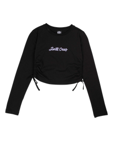 The Santa Cruz Womens Love Script Stripe Tie Long Sleeve T-Shirt in Black