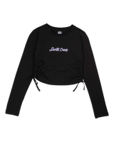 The Santa Cruz Womens Love Script Stripe Tie Long Sleeve T-Shirt in Black