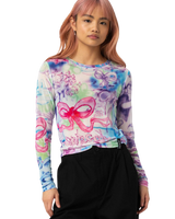 The Santa Cruz Womens Strip Digi Mesh Top in Critter