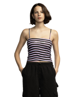 The Santa Cruz Womens Strip Vest in Black Wave Stripe