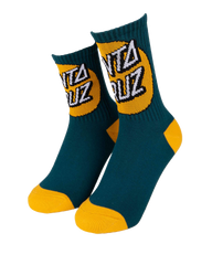 The Santa Cruz Boys Boys Oversize Other Dot Socks (2 Pack) in Green & Yellow