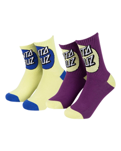 The Santa Cruz Boys Boys Oversize Other Dot Socks (2 Pack) in Green Glow & Fresh Purple