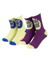 The Santa Cruz Boys Boys Oversize Other Dot Socks (2 Pack) in Green Glow & Fresh Purple