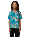 The Santa Cruz Boys Boys Stamped Opus Shirt in Teal Woodcut Camo