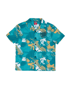 The Santa Cruz Boys Boys Stamped Opus Shirt in Teal Woodcut Camo