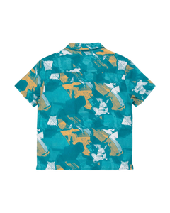 The Santa Cruz Boys Boys Stamped Opus Shirt in Teal Woodcut Camo