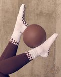 The Yogi Bare Womens Eco Bamboo Pilates Grip Socks in Chocolate Checkerboard