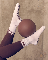 The Yogi Bare Womens Eco Bamboo Pilates Grip Socks in Chocolate Checkerboard