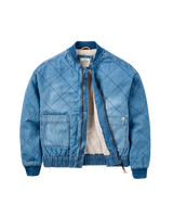 Lucia Denim Sherpa Bomber Jacket in Denim Blue