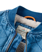 Lucia Denim Sherpa Bomber Jacket in Denim Blue