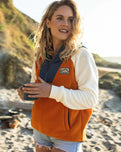Alexander 1/2 Zip Polar Hooded Fleece Jacket in Sunrise Orange