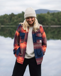 East Polar Fleece Shirt in Rich Navy & Red Ochre Check