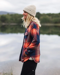 East Polar Fleece Shirt in Rich Navy & Red Ochre Check
