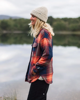 East Polar Fleece Shirt in Rich Navy & Red Ochre Check