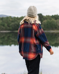 East Polar Fleece Shirt in Rich Navy & Red Ochre Check