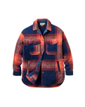 The Passenger Womens East Polar Fleece Shirt in Rich Navy & Red Ochre Check