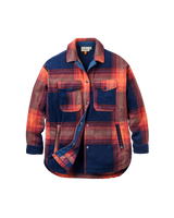 The Passenger Womens East Polar Fleece Shirt in Rich Navy & Red Ochre Check