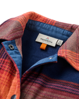 The Passenger Womens East Polar Fleece Shirt in Rich Navy & Red Ochre Check