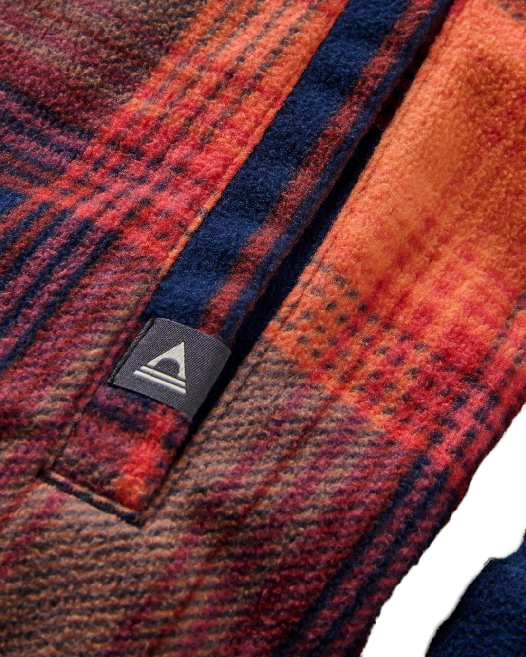 The Passenger Womens East Polar Fleece Shirt in Rich Navy & Red Ochre Check
