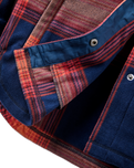 The Passenger Womens East Polar Fleece Shirt in Rich Navy & Red Ochre Check