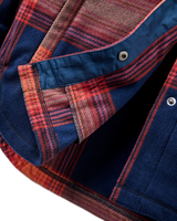 The Passenger Womens East Polar Fleece Shirt in Rich Navy & Red Ochre Check