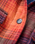 The Passenger Womens East Polar Fleece Shirt in Rich Navy & Red Ochre Check