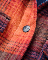 The Passenger Womens East Polar Fleece Shirt in Rich Navy & Red Ochre Check