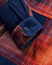 The Passenger Womens East Polar Fleece Shirt in Rich Navy & Red Ochre Check