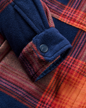 The Passenger Womens East Polar Fleece Shirt in Rich Navy & Red Ochre Check