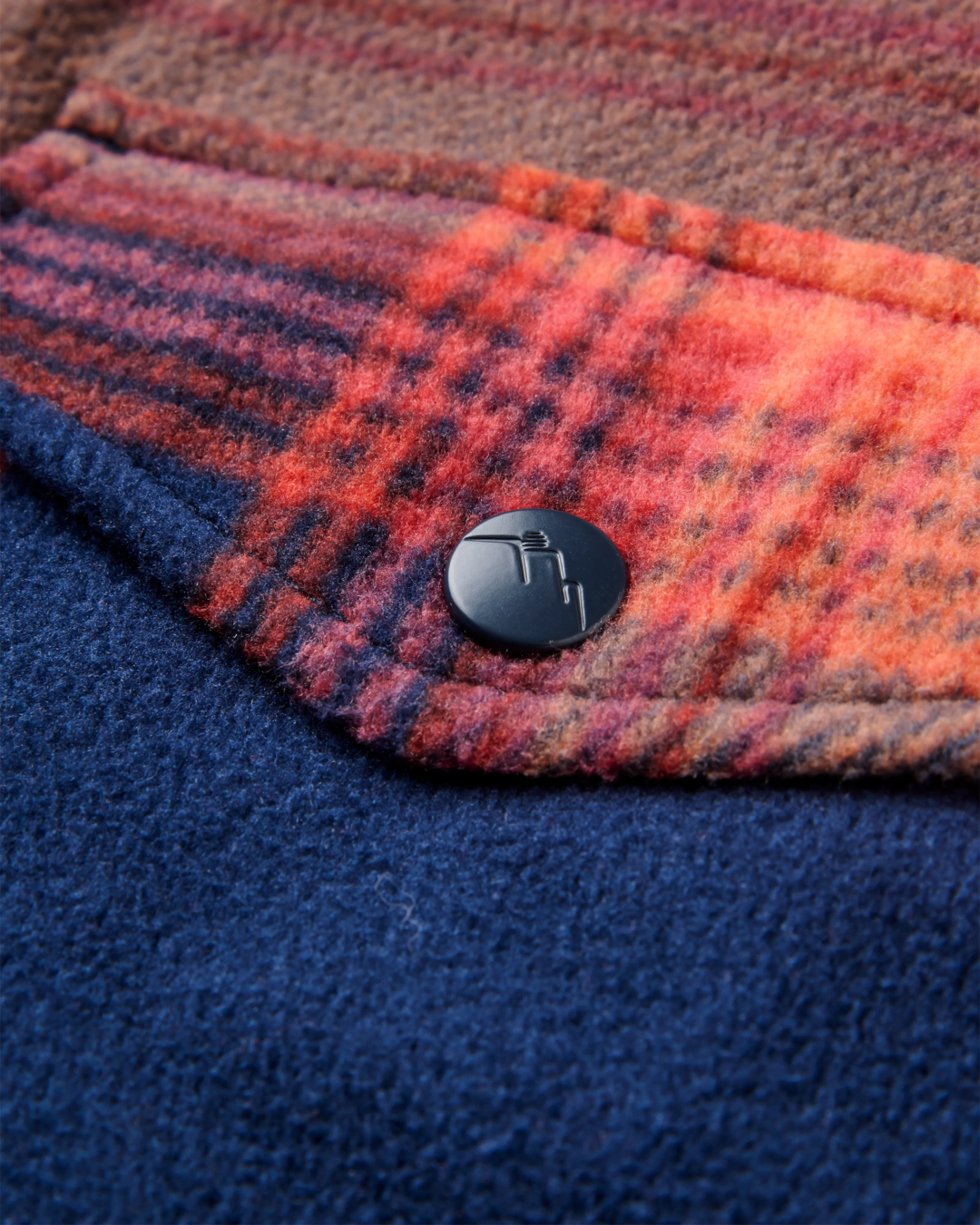 The Passenger Womens East Polar Fleece Shirt in Rich Navy & Red Ochre Check