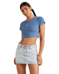 The RVCA Womens Buzzed Crop Baby T-Shirt in Coronet Blue