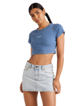 The RVCA Womens Buzzed Crop Baby T-Shirt in Coronet Blue