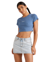 The RVCA Womens Buzzed Crop Baby T-Shirt in Coronet Blue
