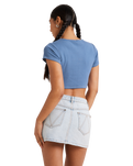 The RVCA Womens Buzzed Crop Baby T-Shirt in Coronet Blue