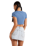 The RVCA Womens Buzzed Crop Baby T-Shirt in Coronet Blue