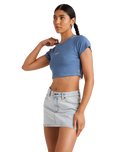 The RVCA Womens Buzzed Crop Baby T-Shirt in Coronet Blue