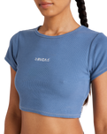 The RVCA Womens Buzzed Crop Baby T-Shirt in Coronet Blue