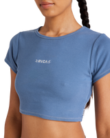 The RVCA Womens Buzzed Crop Baby T-Shirt in Coronet Blue