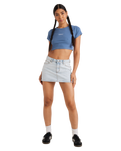 The RVCA Womens Buzzed Crop Baby T-Shirt in Coronet Blue